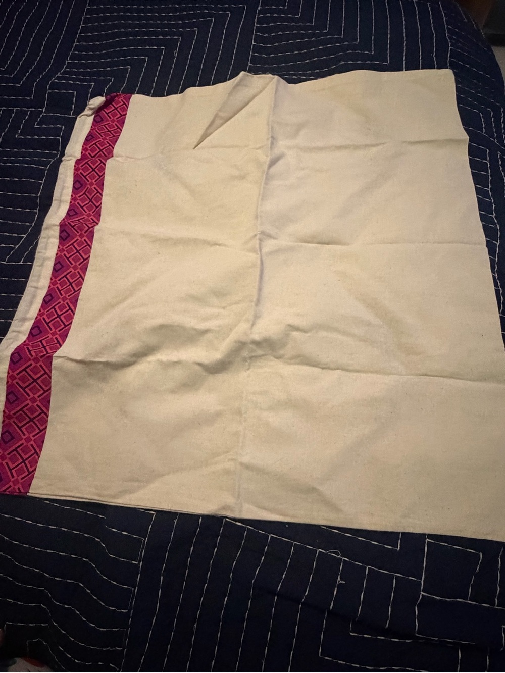 Canvas Dust Bag with Pink Patterned Trim